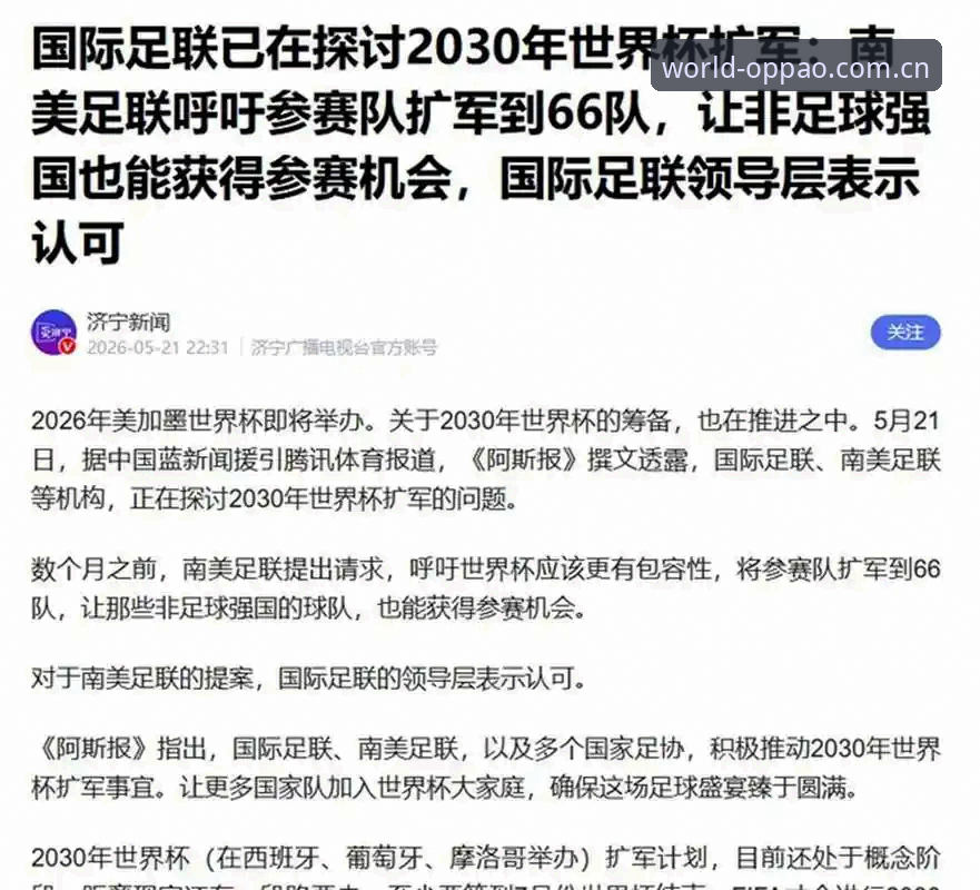 娱乐世界畅玩App 世界杯扩军到66队,中国男足能否搭上2030年这班车?